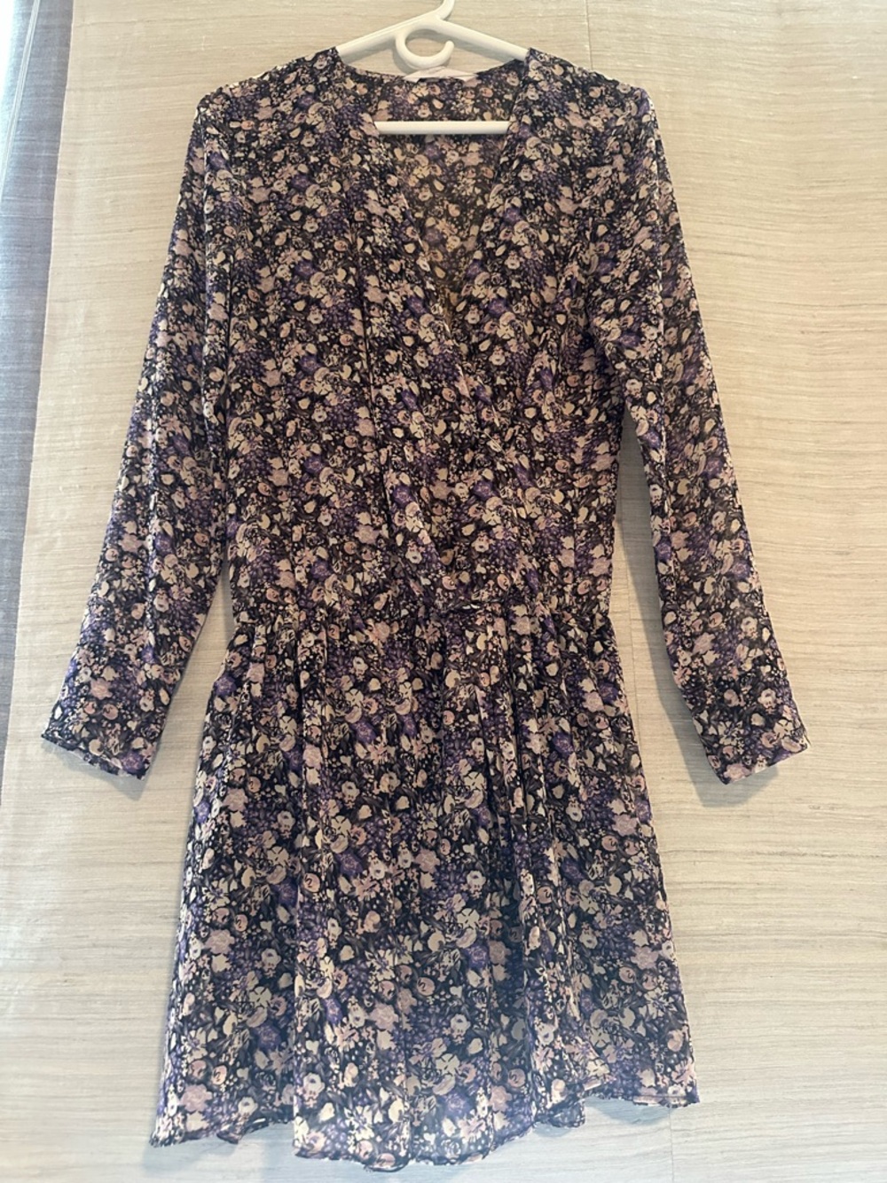 BCBGeneration Wrap Dress Floral Boho V-Neck Long Sleeve Mini Sz S